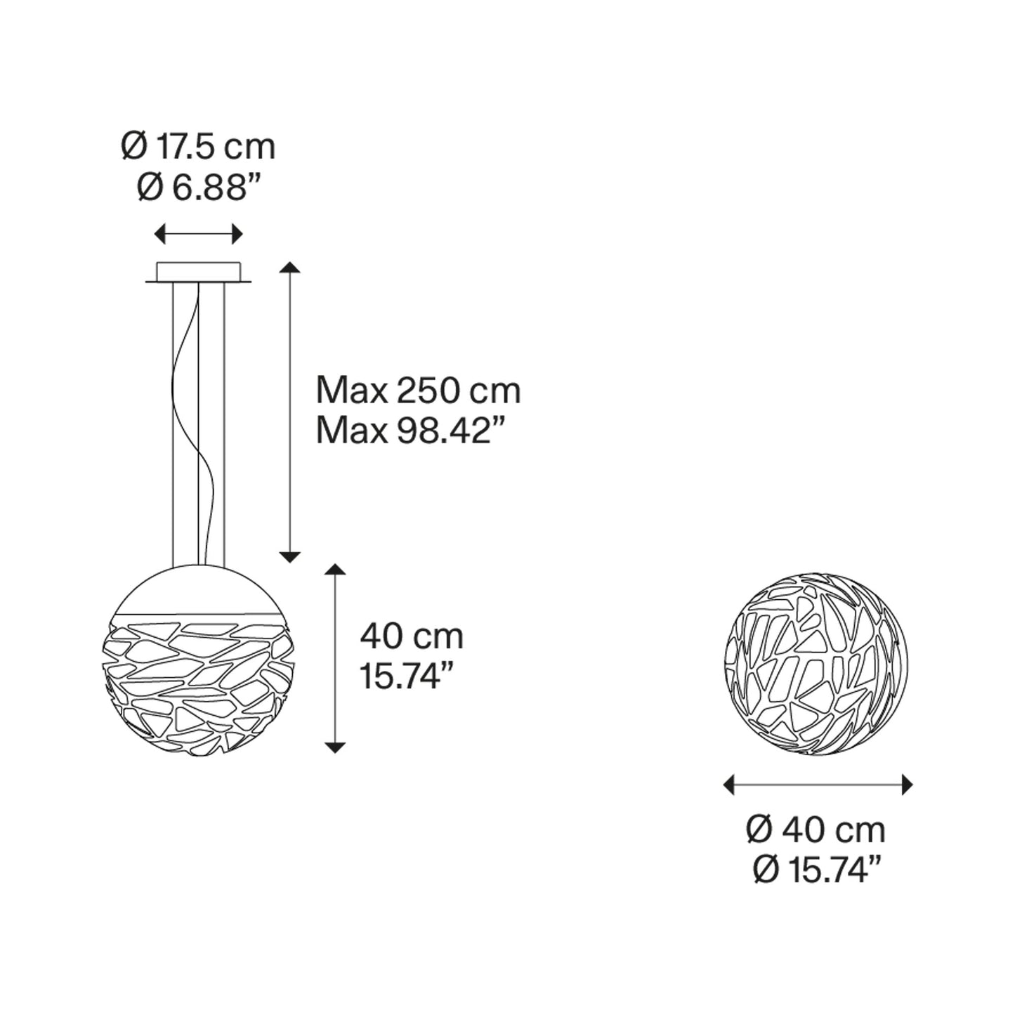 Kelly LED Pendant Light - line drawing.