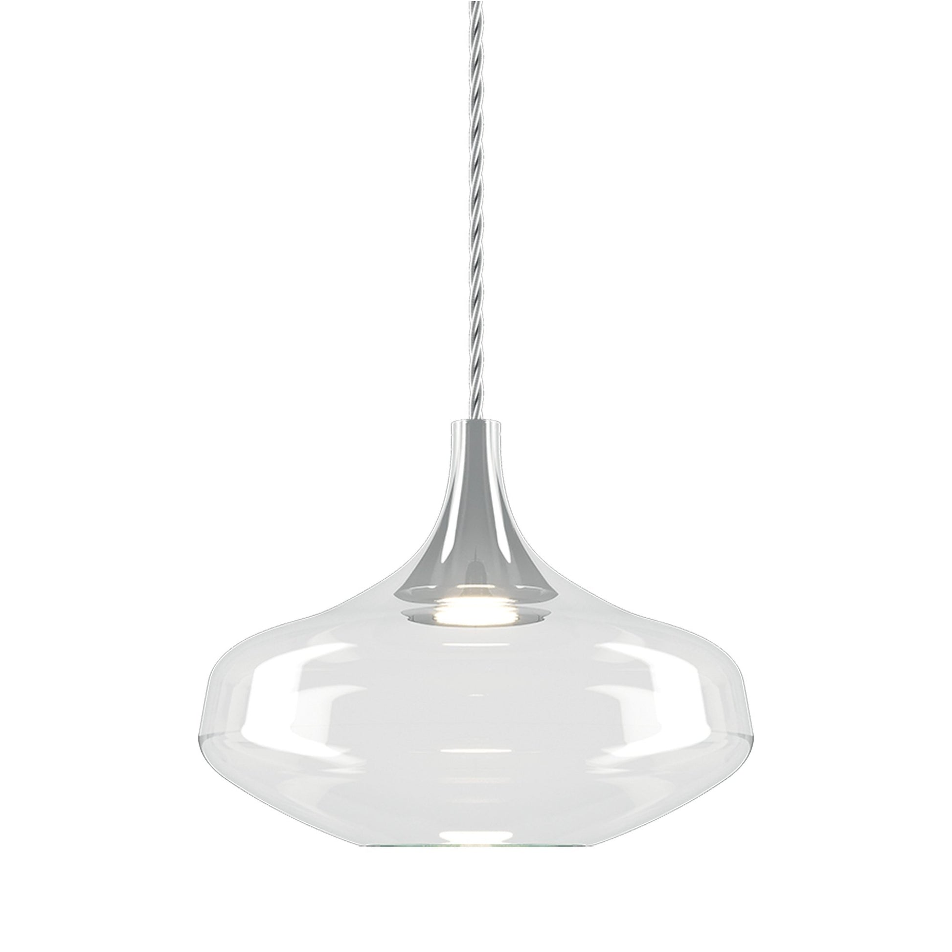 Nostalgia Large LED Pendant Light in Chrome/Clear.