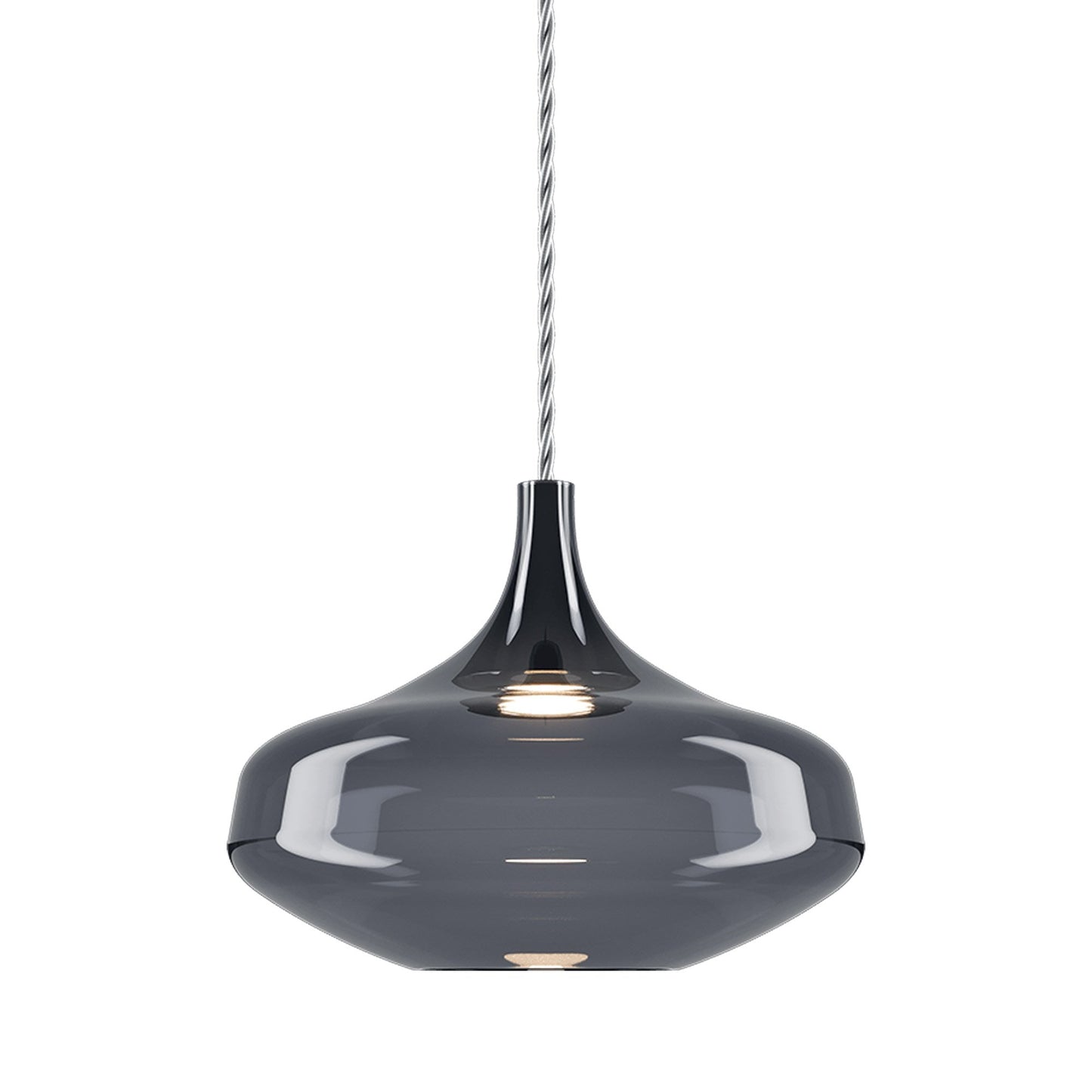 Nostalgia Large LED Pendant Light in Chrome/Glossy Smoke.