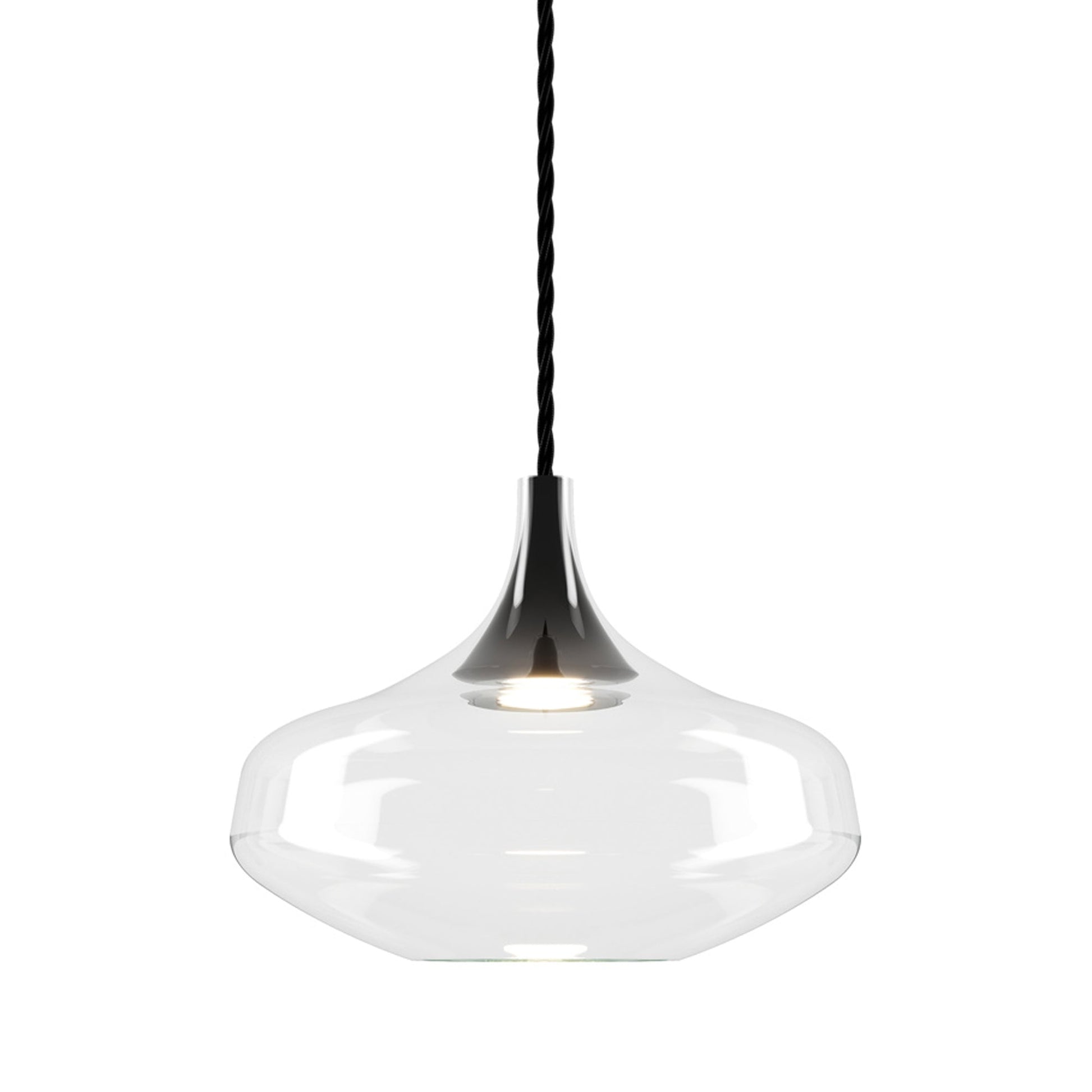 Nostalgia Large LED Pendant Light in Black/Clear.