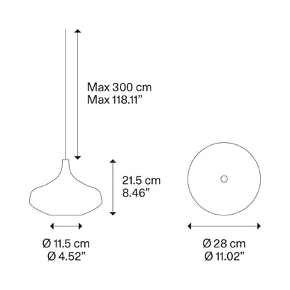 Nostalgia Large LED Pendant Light - line drawing.