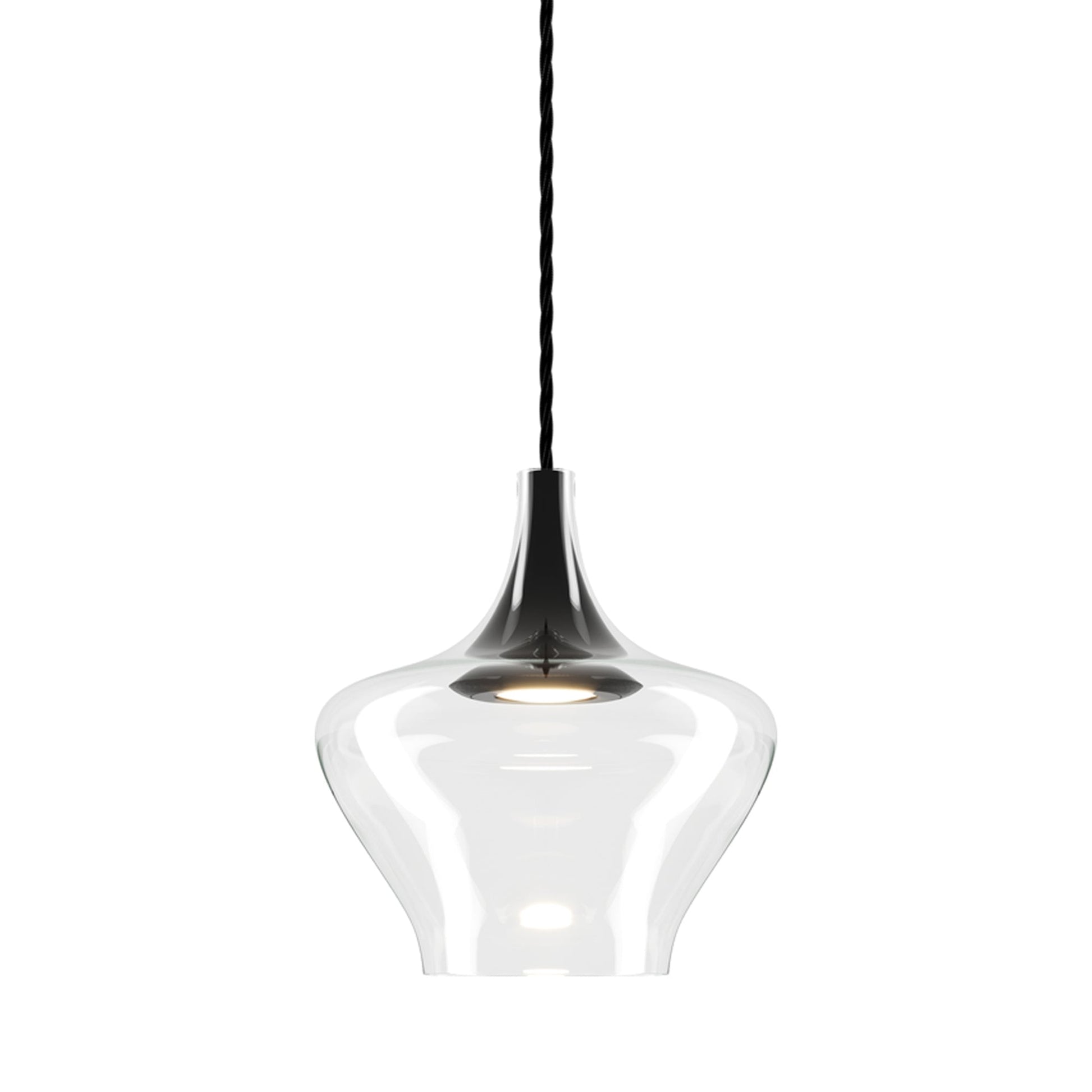 Nostalgia Medium LED Pendant Light in Black/Clear.