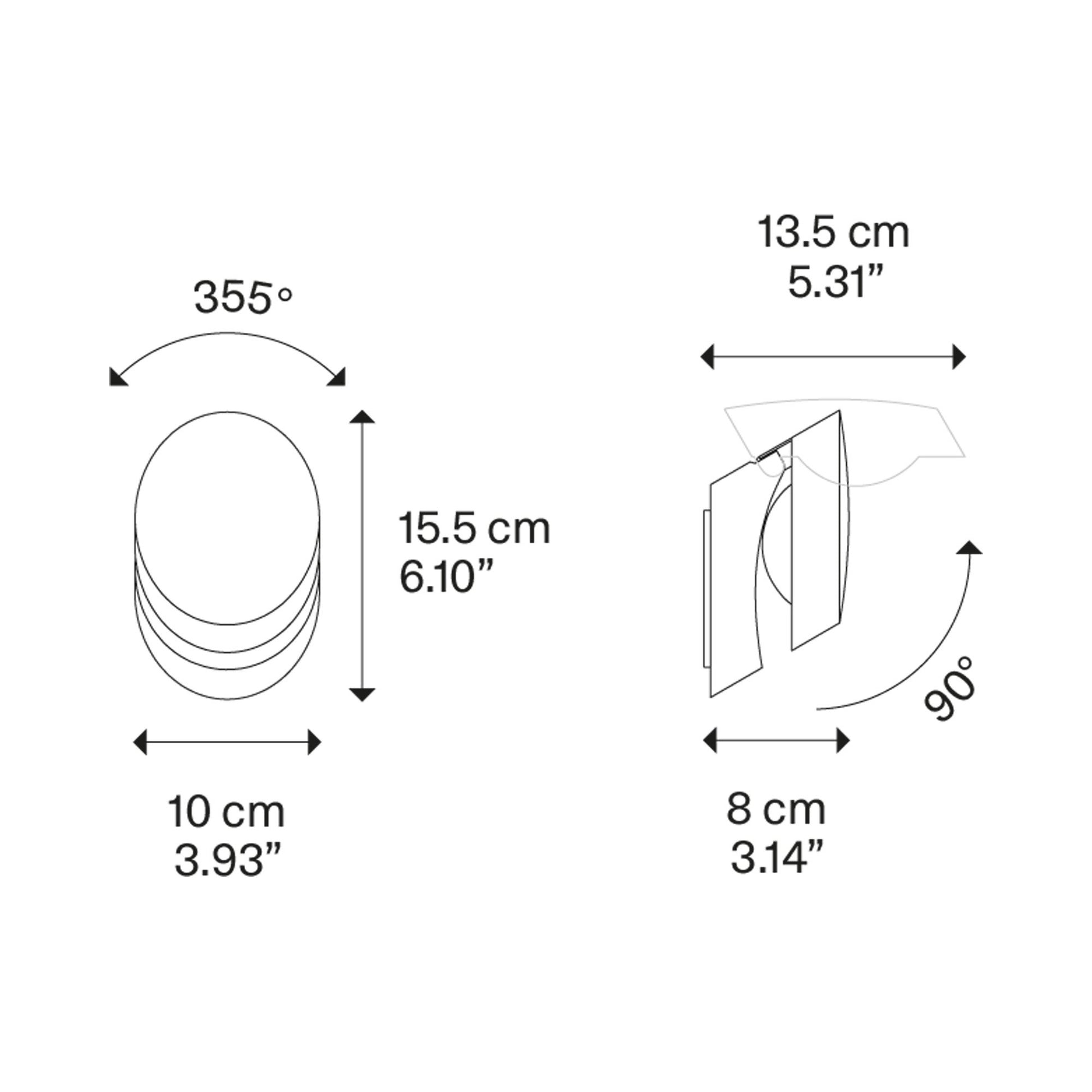 Pin-Up LED Ceiling / Wall Light - line drawing.