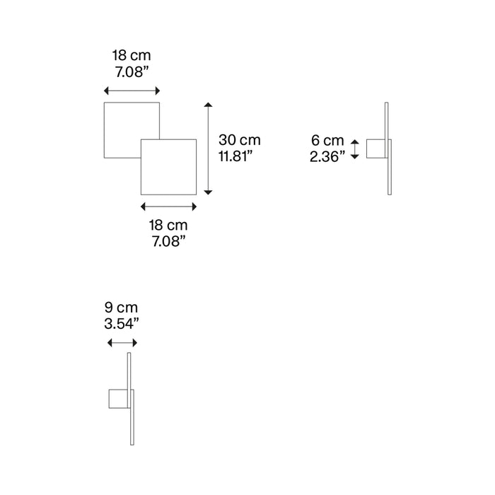 Puzzle LED Ceiling Wall Light - line drawing.