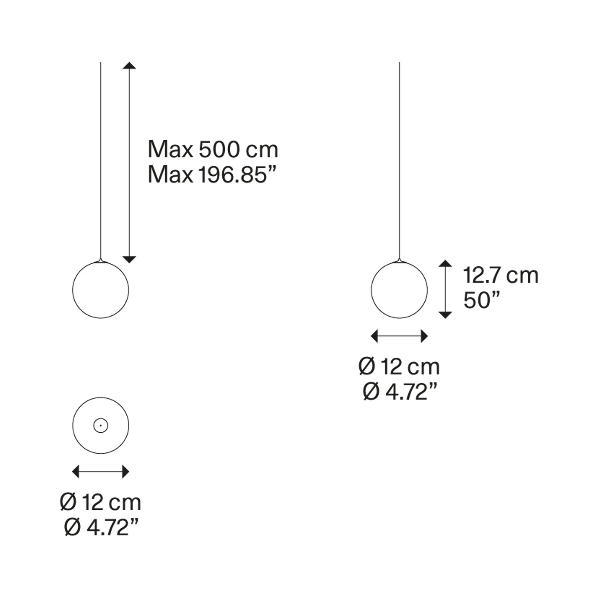 Random Solo LED Pendant Light - line drawing.