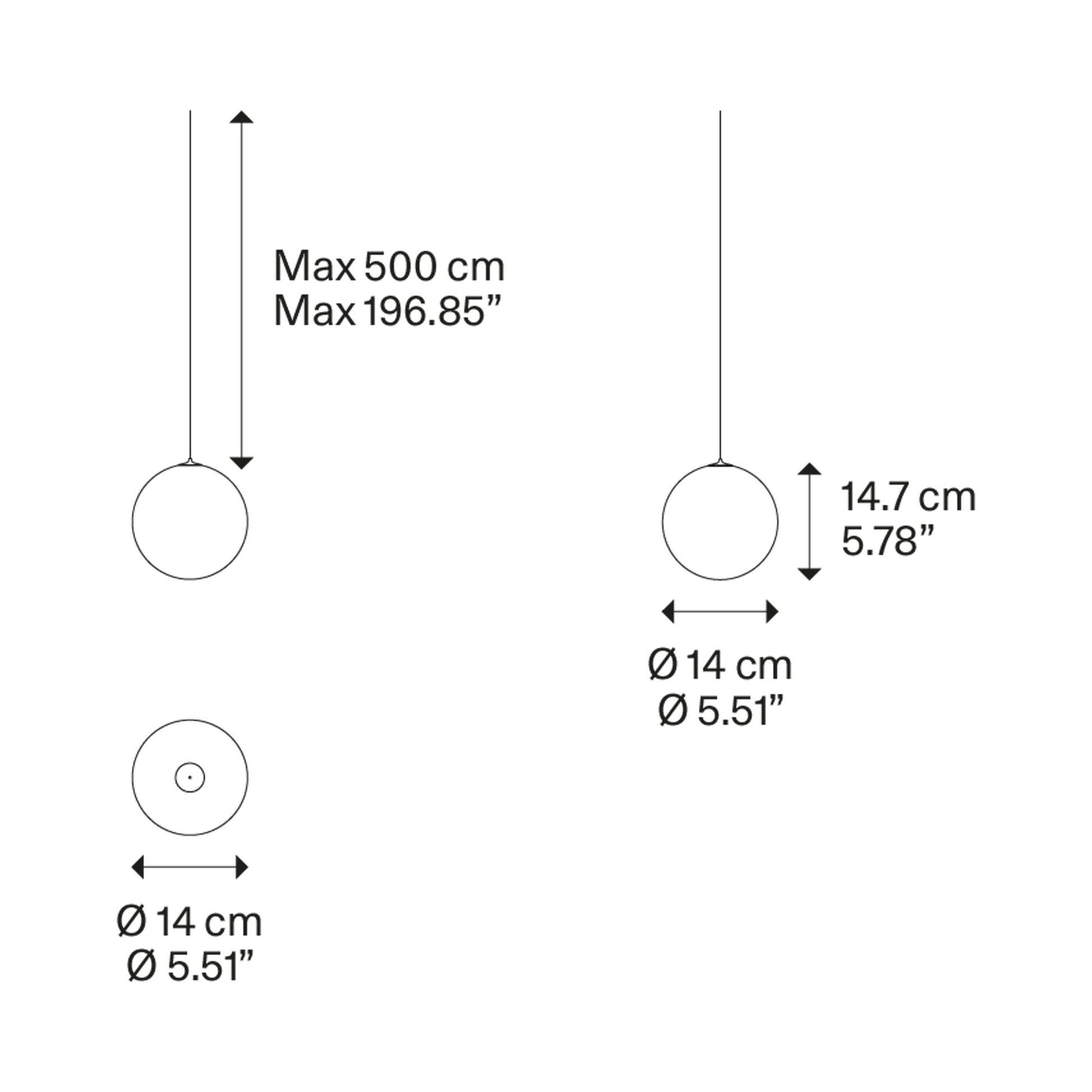 Random Solo LED Pendant Light - line drawing.