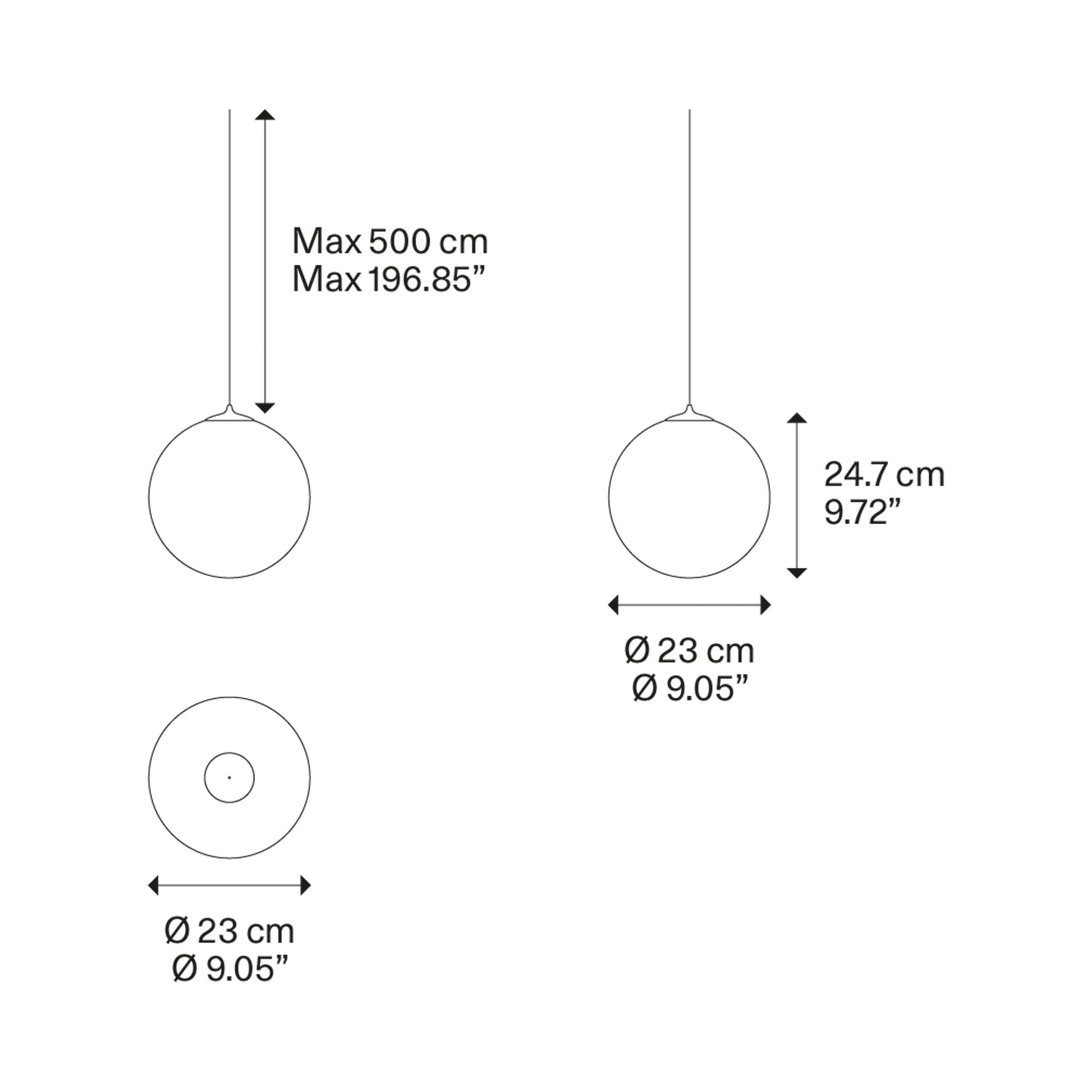 Random Solo LED Pendant Light - line drawing.