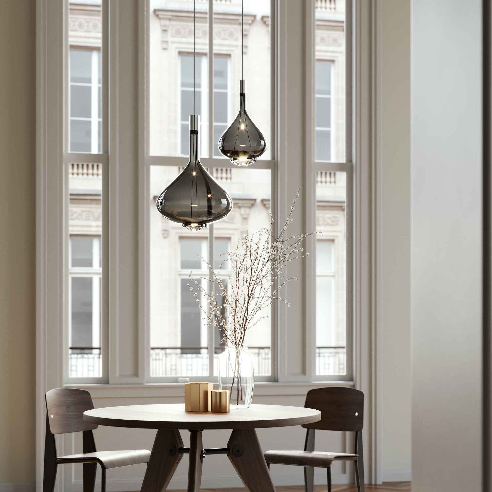 Sky-Fall LED Pendant Light in dining room.