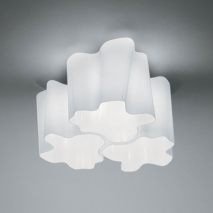 Logico Semi-Flush Mount Ceiling Light in Milky White /Pale Grey/Ceiling Triple Nested.