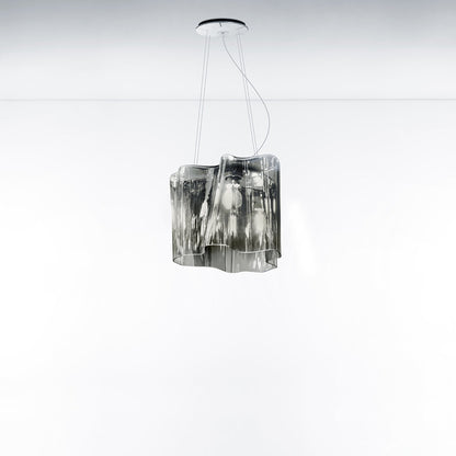 Logico Mini Single Pendant Light in Grey/Smoke/Extended.