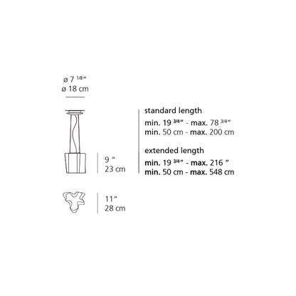 Logico Mini Single Pendant Light - line drawing.