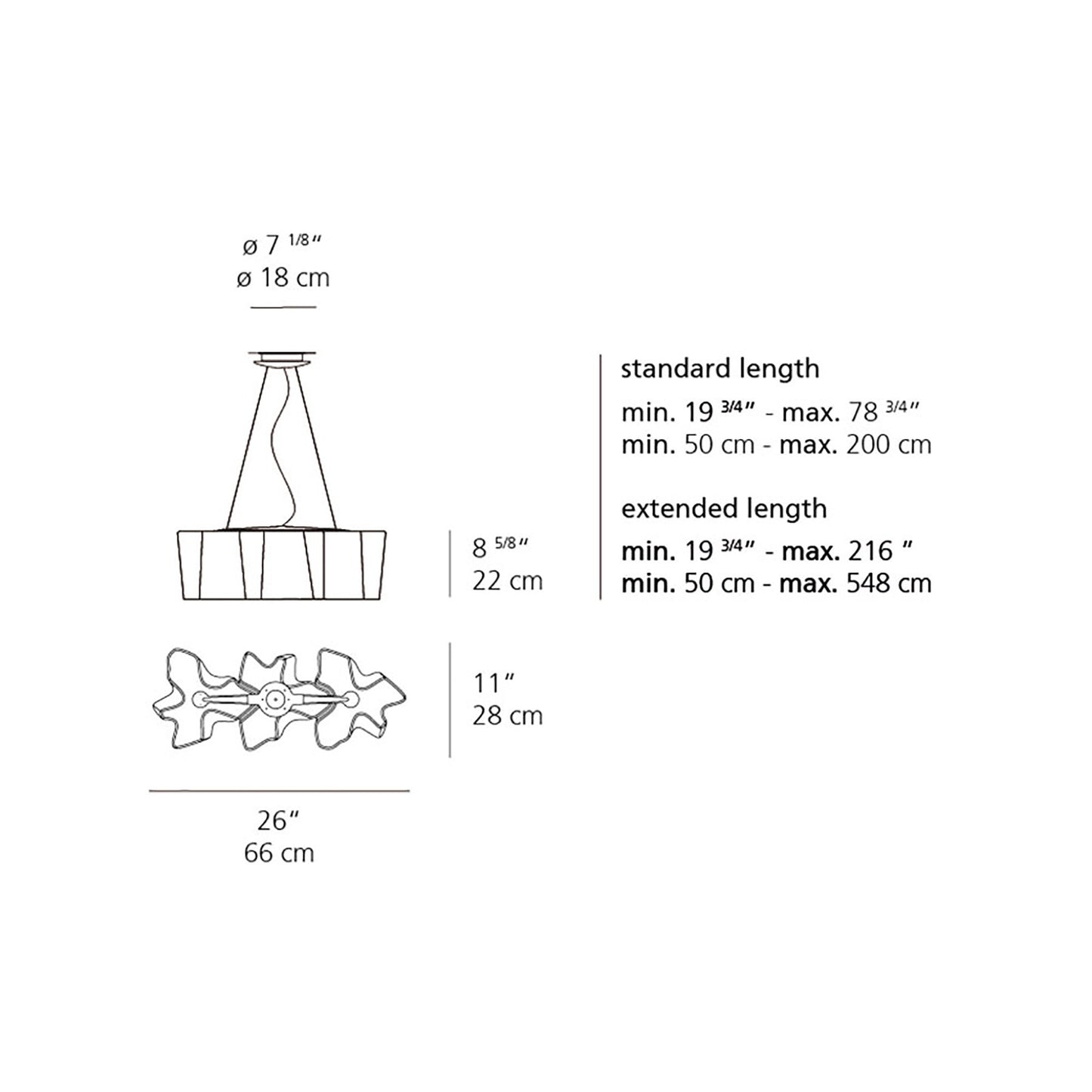 Logico Triple Linear Pendant Light - line drawing.