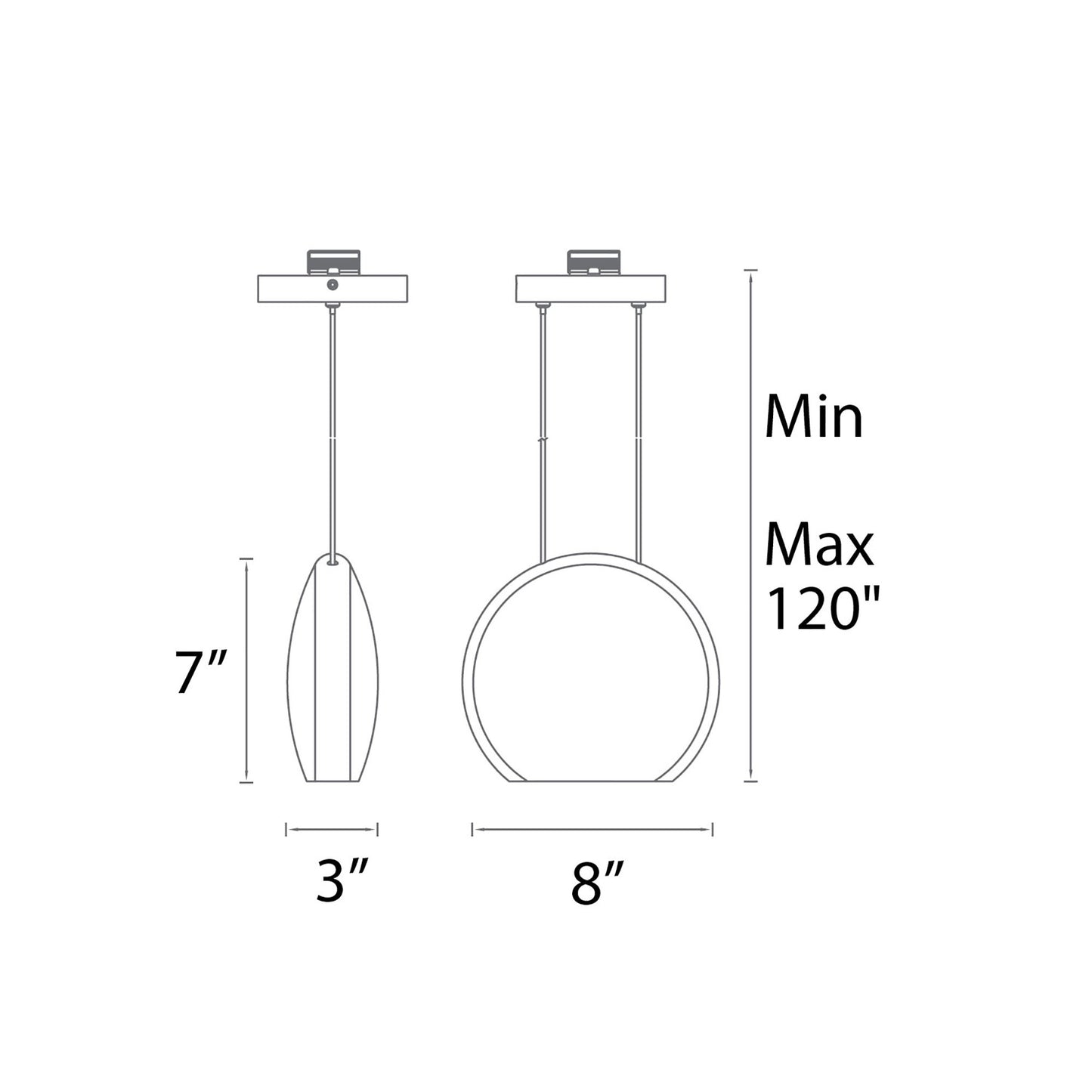 Lolli LED Pendant Light - line drawing.