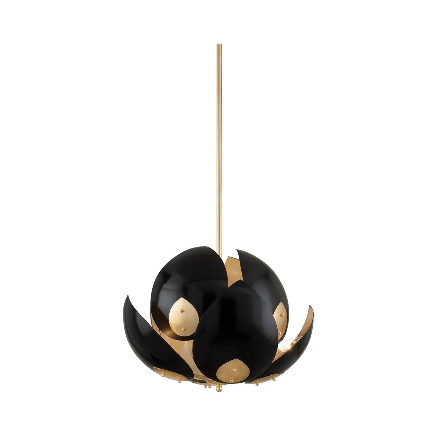 Lotus Chandelier in 8-Light/Gold Leaf/Black.