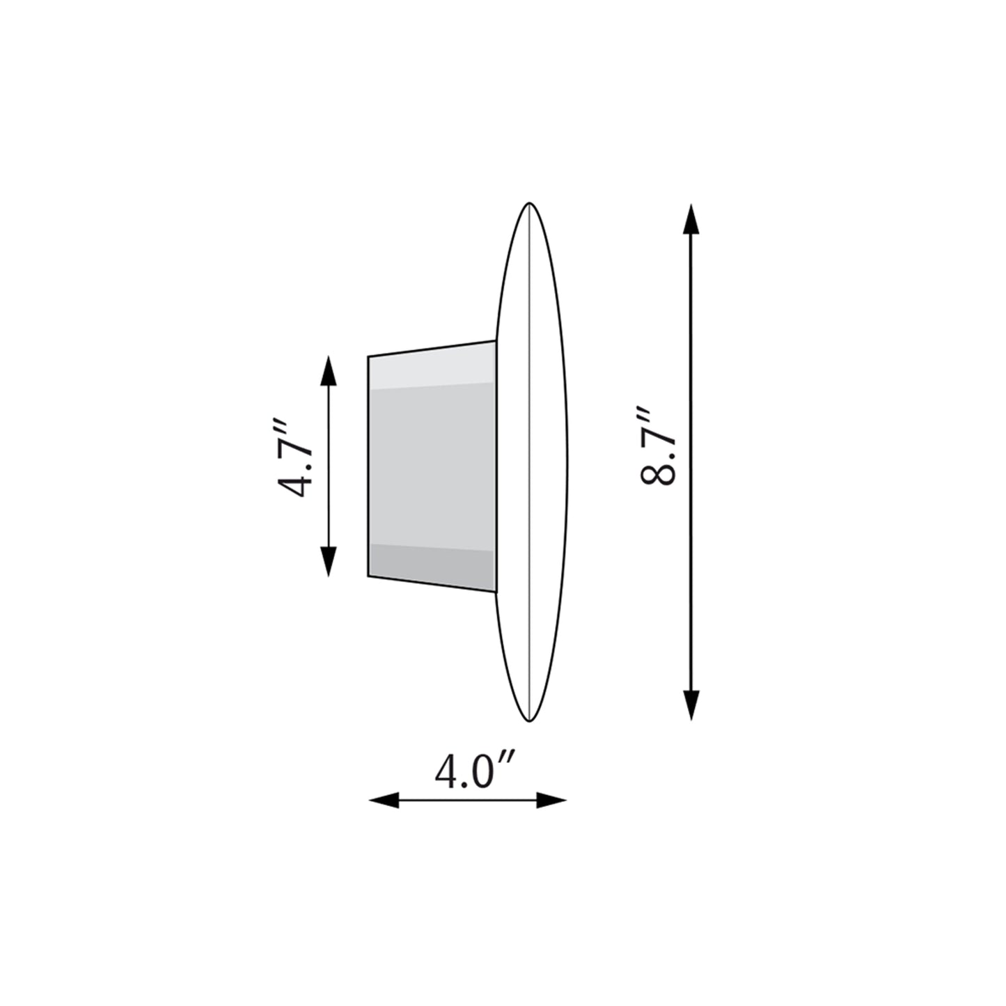 AJ Eklipta Wall Light - line drawing.