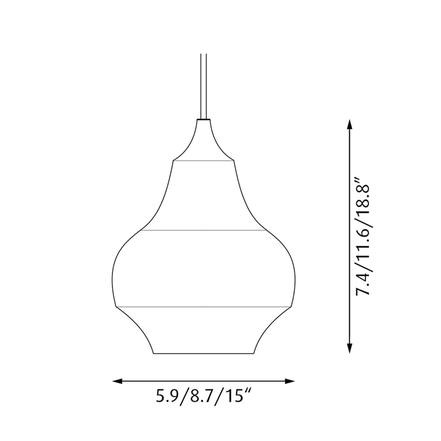 Cirque Pendant Light - line drawing.