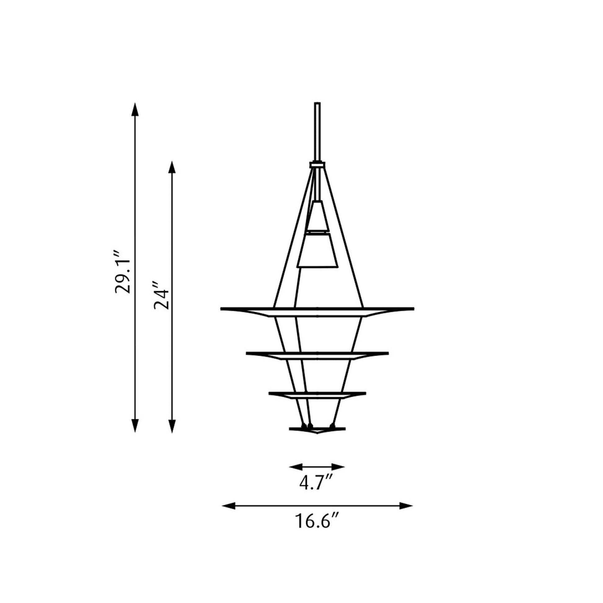 Enigma Pendant Light - line drawing.