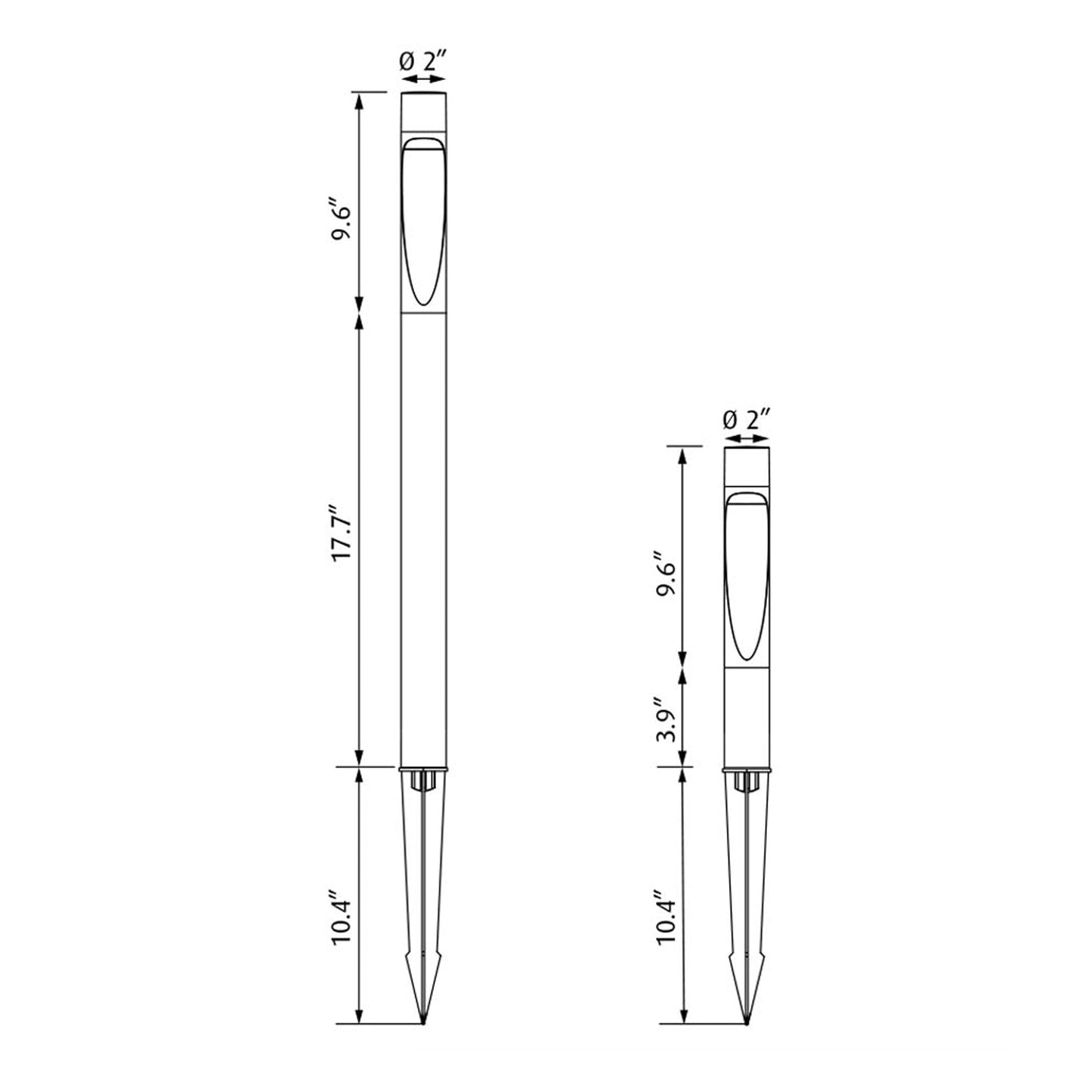 Flindt Garden Outdoor LED Bollard - line drawing.