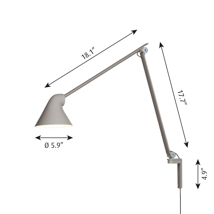 NJP Adjustable LED Wall Light - line drawing.