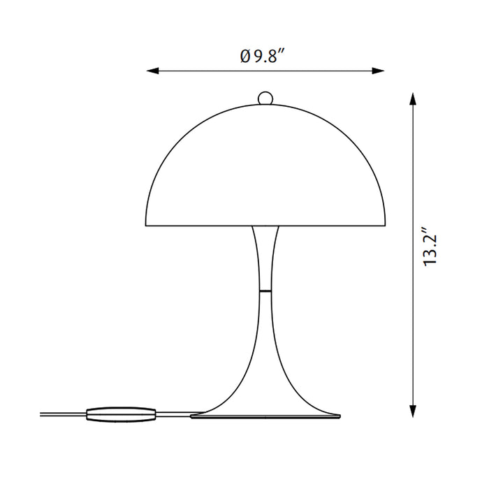 Panthella LED Mini Table Lamp - line drawing.