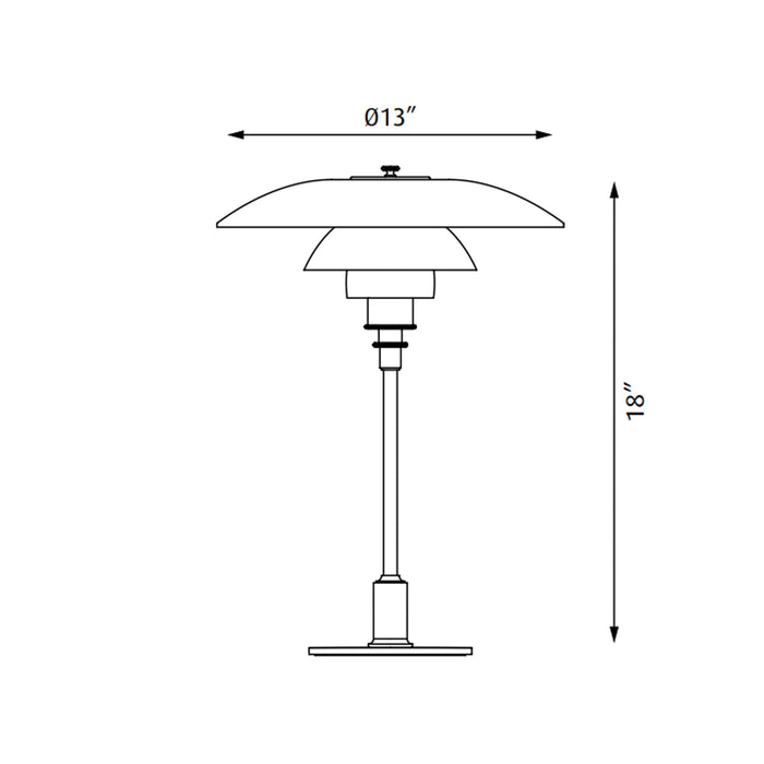 PH 3½-2½ Glass Table Lamp - line drawing.