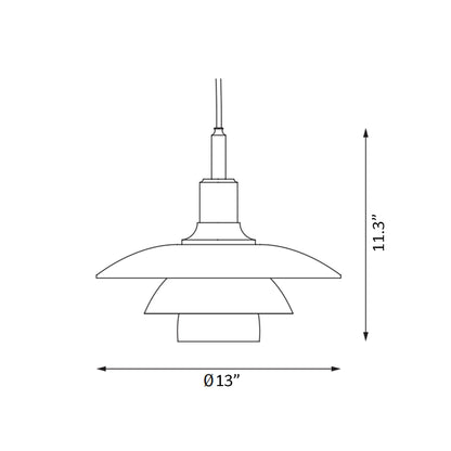 PH 3½-3 Glass Pendant Light - line drawing.