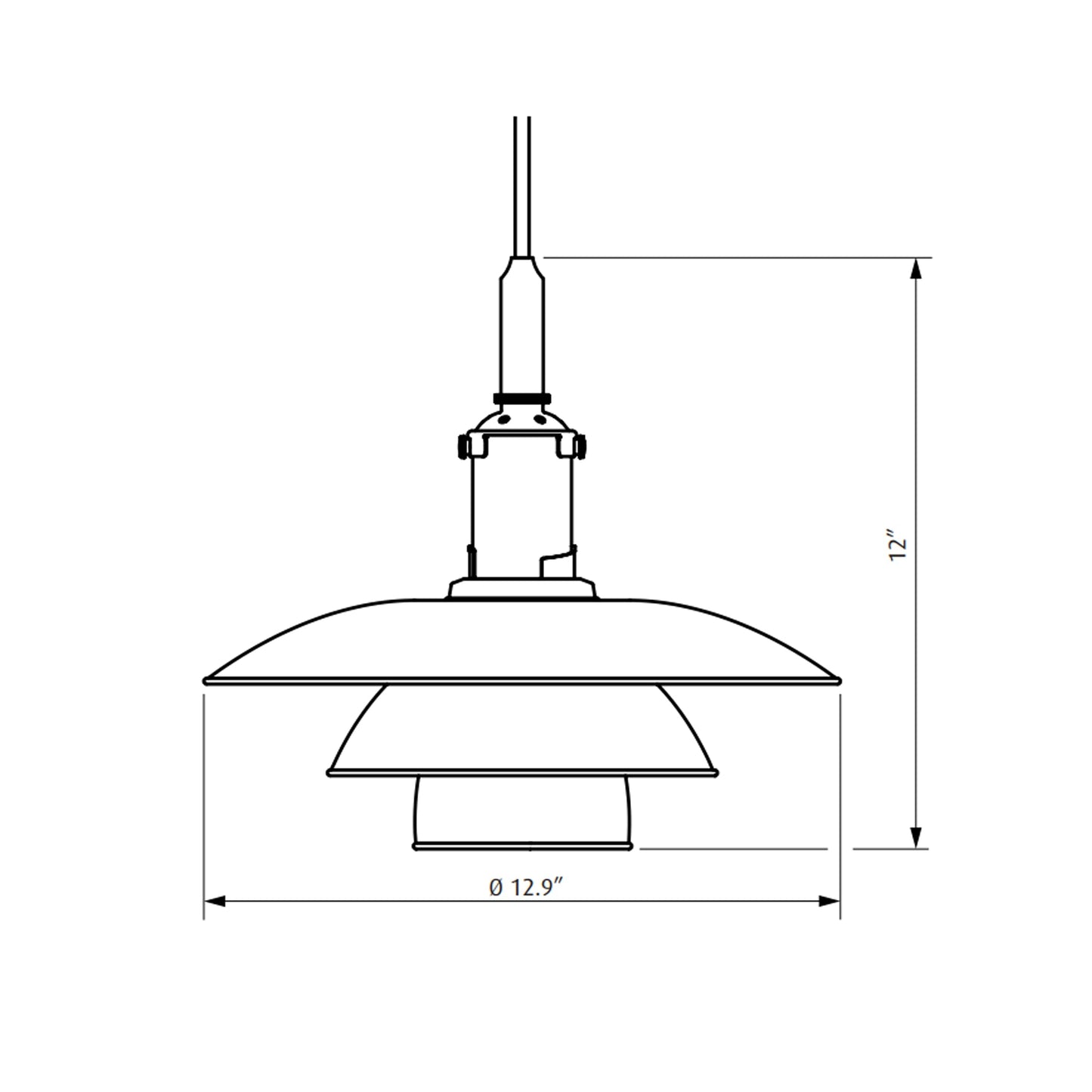 PH 3½-3 Pendant Light - line drawing.