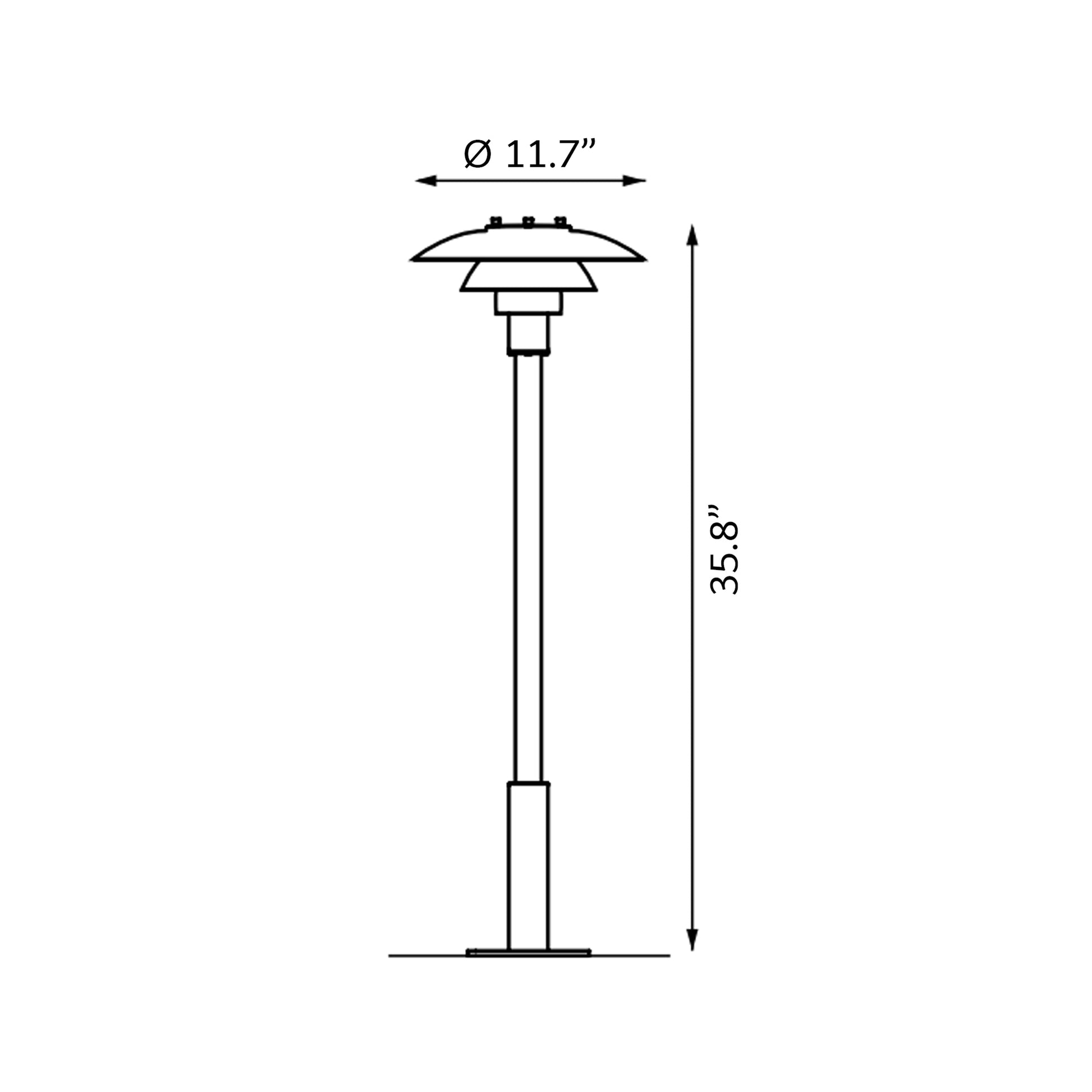 PH 3-2½ Outdoor Bollard - line drawing.