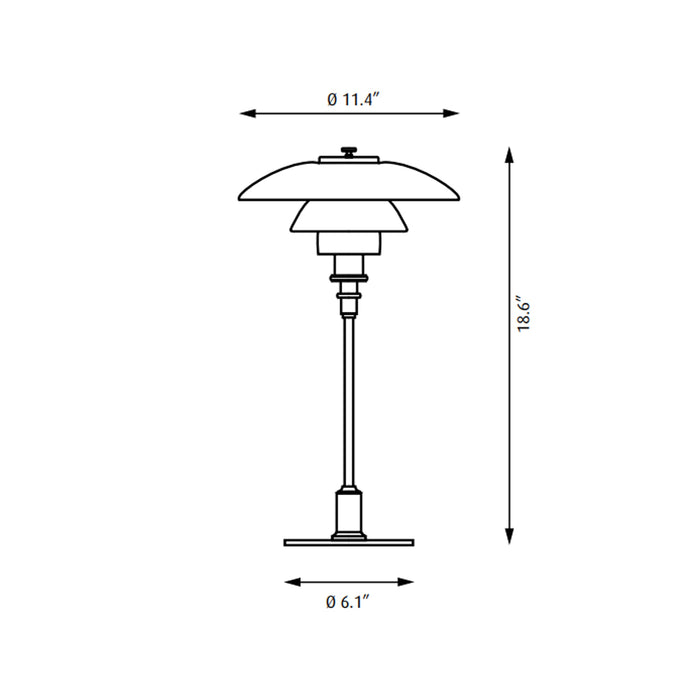 PH 3/2 Table Lamp - line drawing.