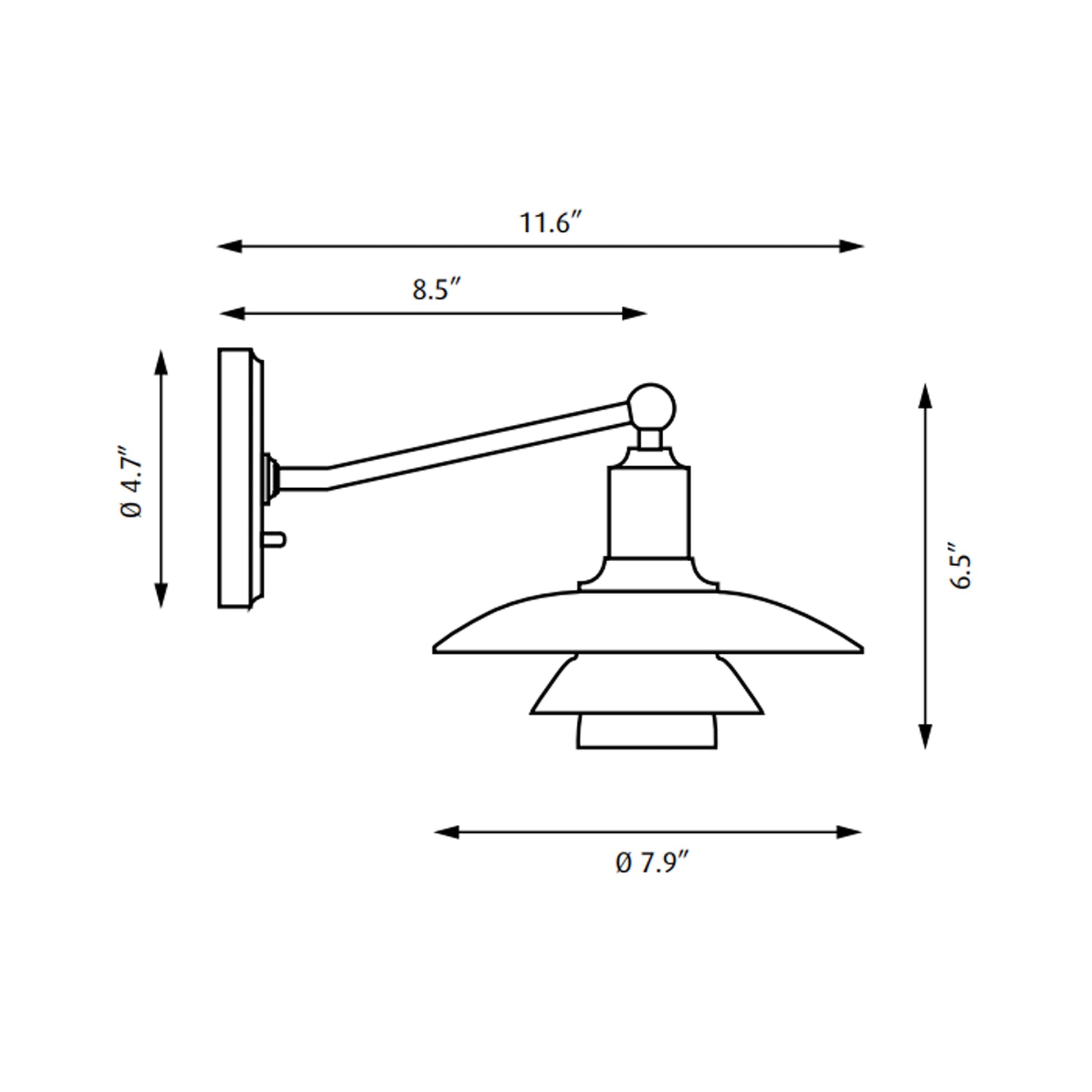 PH 3/2 Wall Light - line drawing.