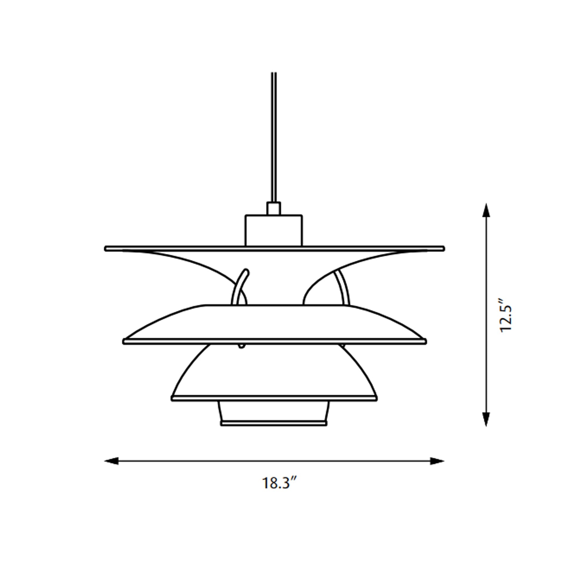 PH 5-4½ Pendant Light - line drawing.