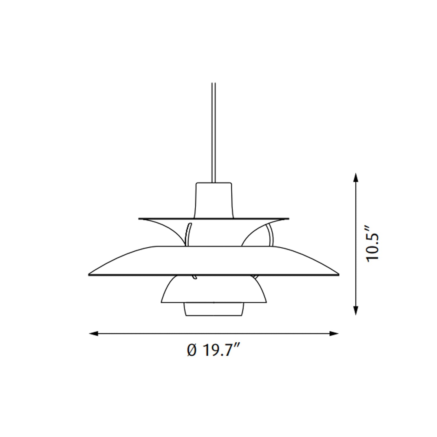 PH 5 Pendant Light - line drawing.