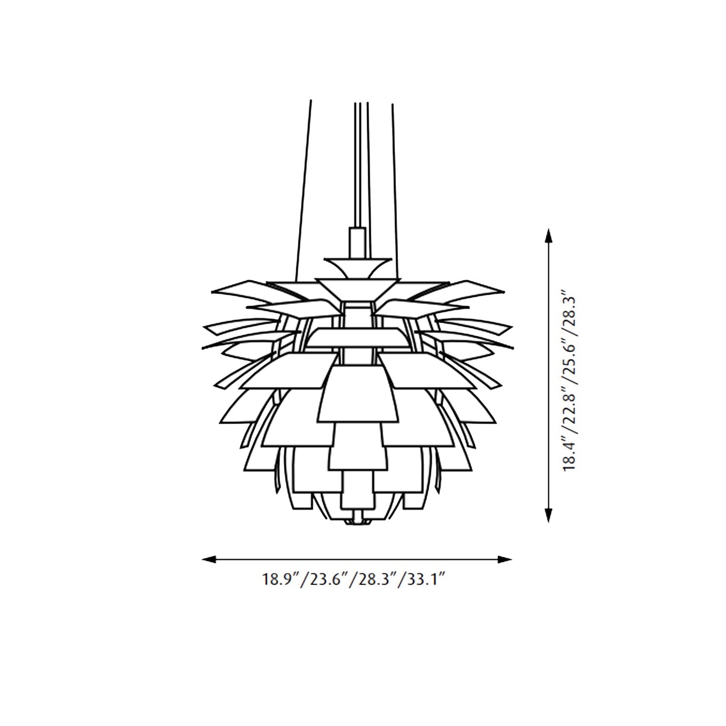 PH Artichoke Pendant Light - line drawing.