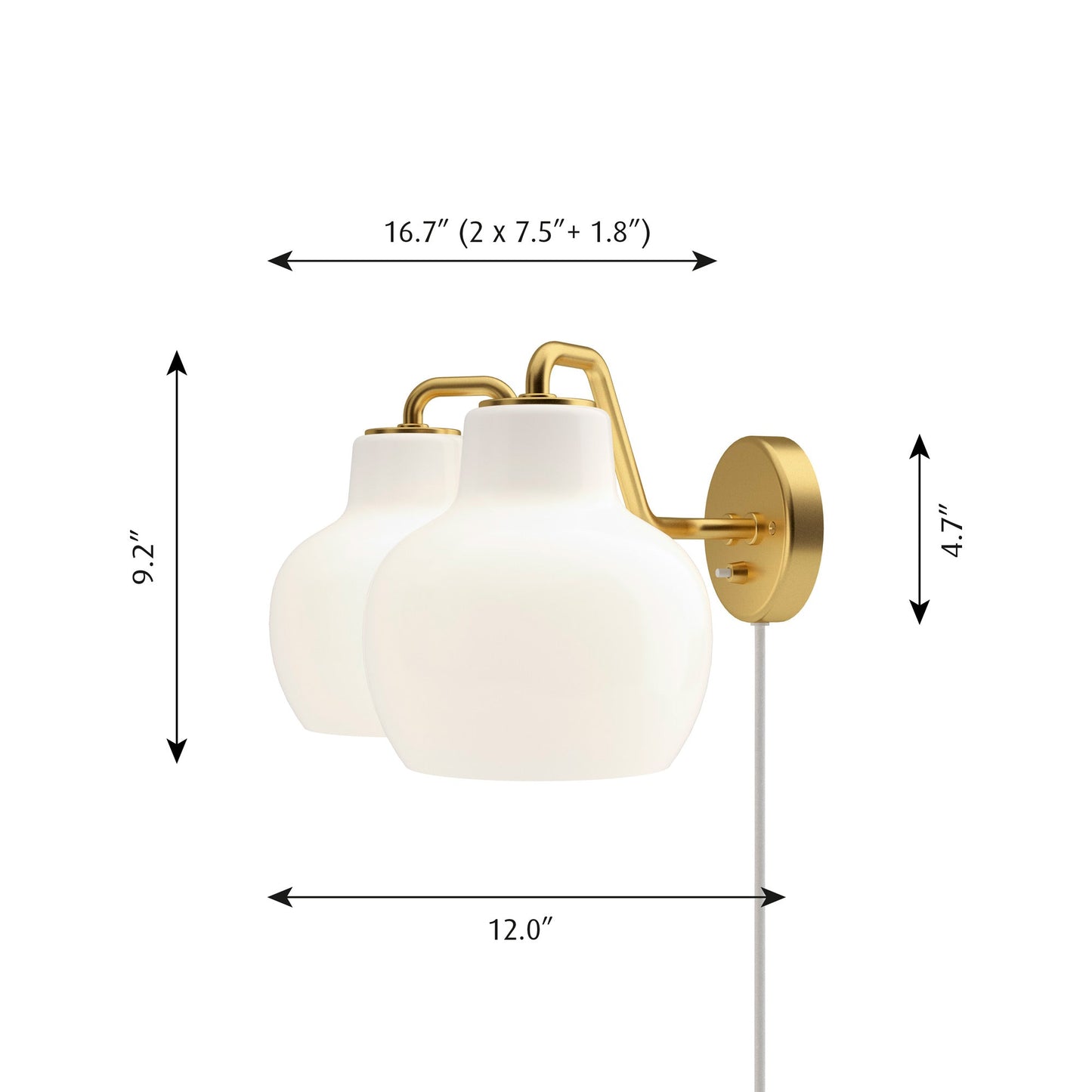 VL Crown Wall Light - line drawing.