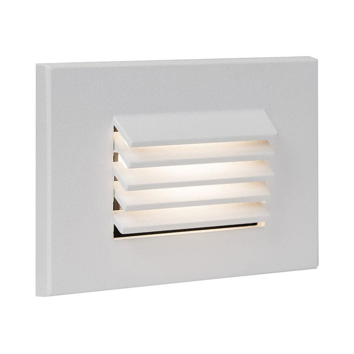 Louvered Rectangle LED Step and Wall Light in White on Aluminum (Horizontal).