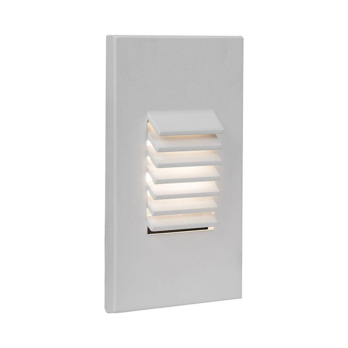 Louvered Rectangle LED Step and Wall Light in White on Aluminum (Vertical).
