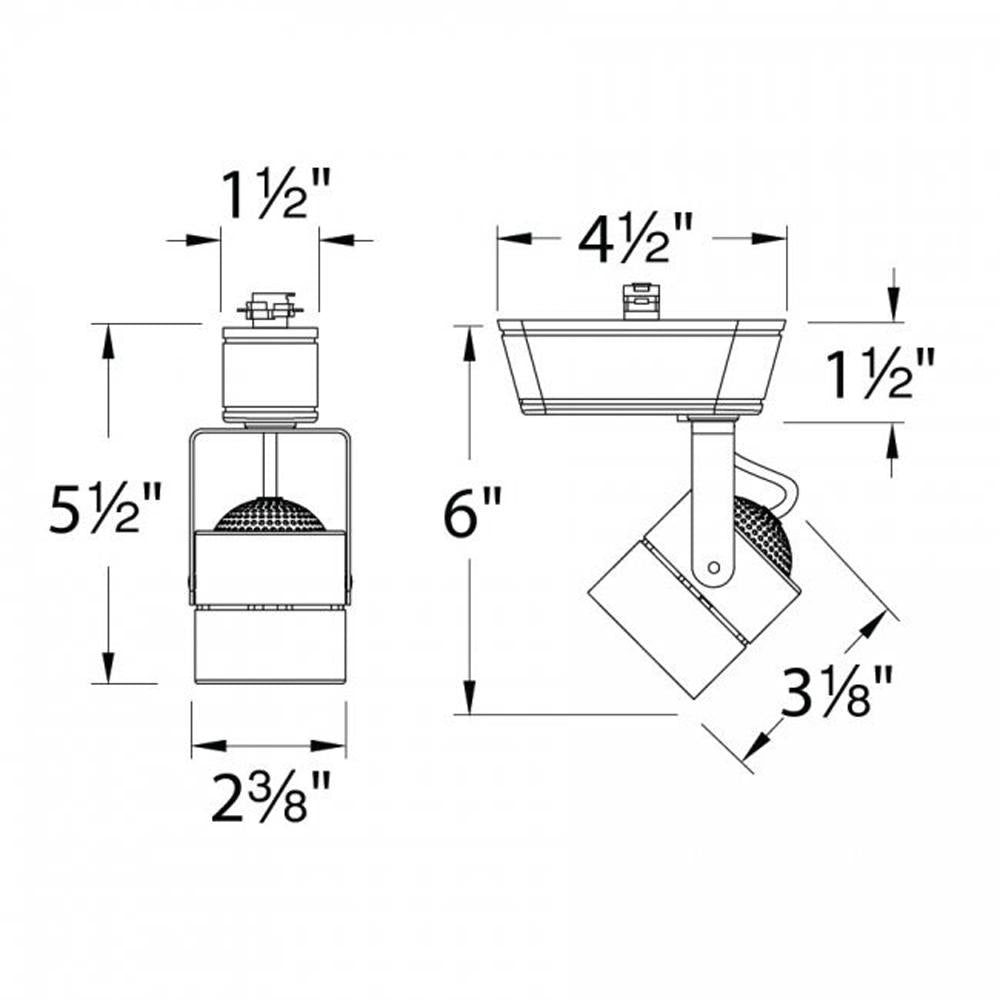 Low Voltage 809 LED Track Head - line drawing.