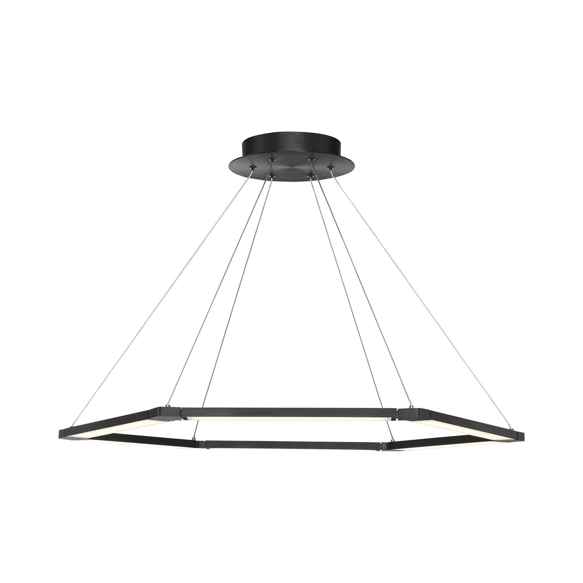 LUNE LED Pendant Light in Black/Hexagon.