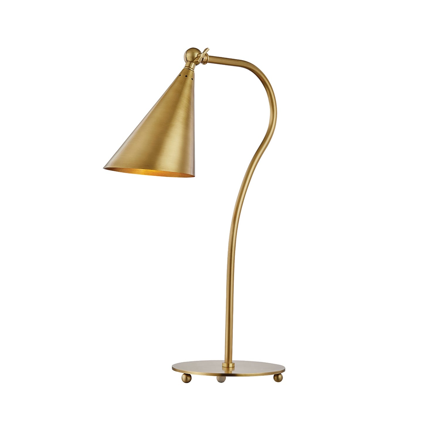 Lupe Table Lamp in Aged Brass.