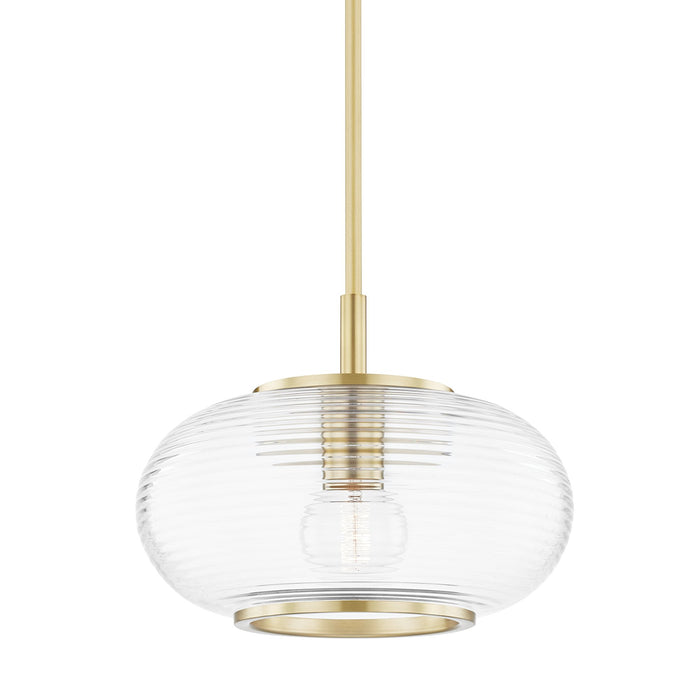 Maggie Pendant Light in Brass and Clear.
