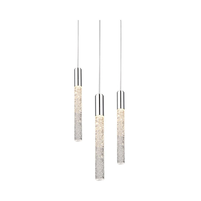 Magic Round LED Chandelier in 3-Light/Polished Nickel.