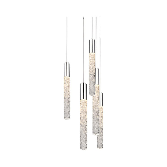Magic Round LED Chandelier in 5-Light/Polished Nickel.