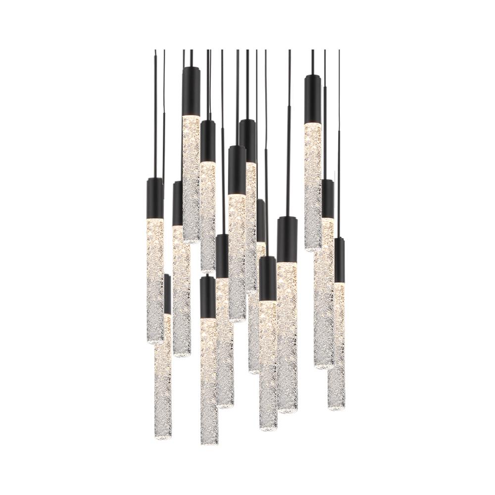 Magic Round LED Chandelier in 15-Light/Black.