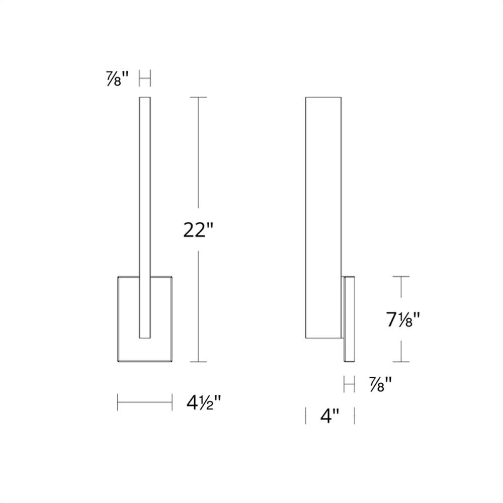 Mako Outdoor LED Wall Light - line drawing.