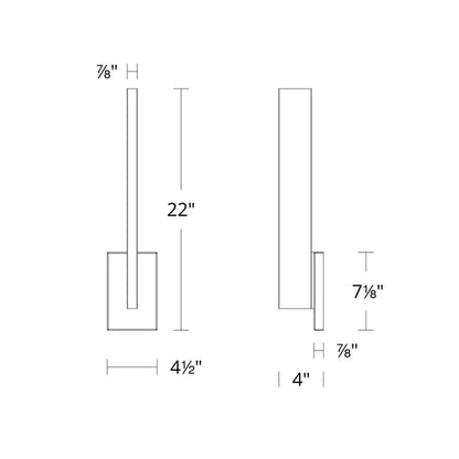 Mako Outdoor LED Wall Light - line drawing.