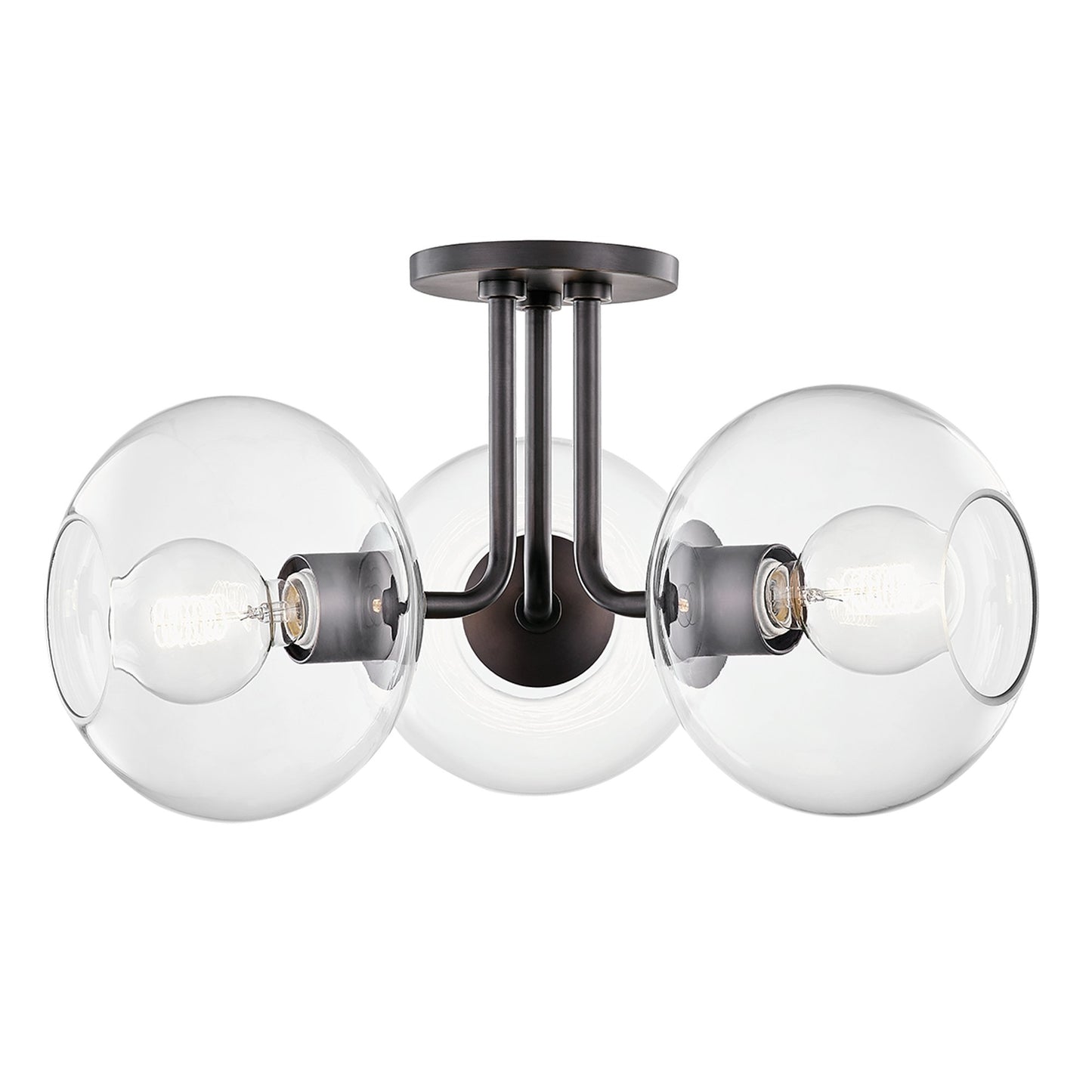 Margot 3-Light Semi-Flush Mount Ceiling Light in Old Bronze.