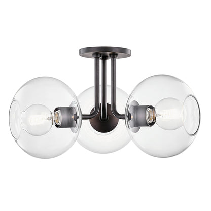 Margot 3-Light Semi-Flush Mount Ceiling Light in Old Bronze.