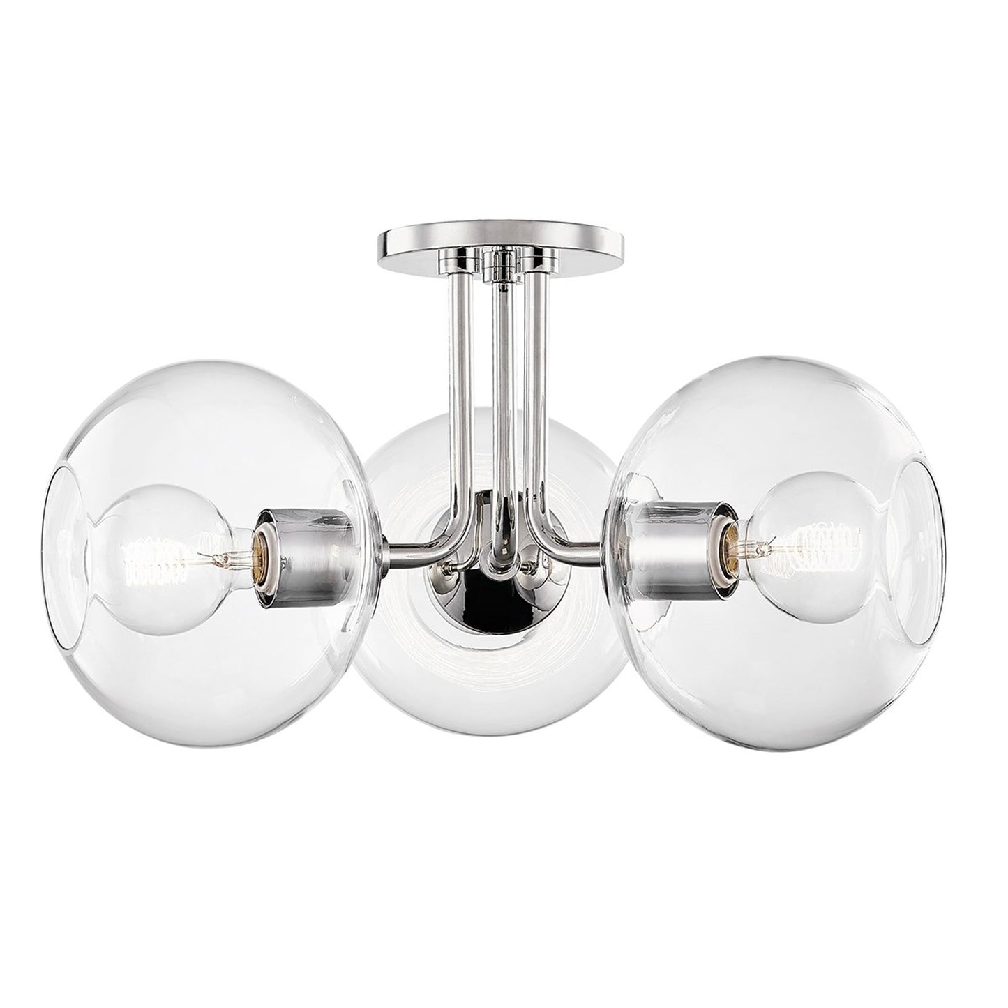 Margot 3-Light Semi-Flush Mount Ceiling Light in Polished Nickel.