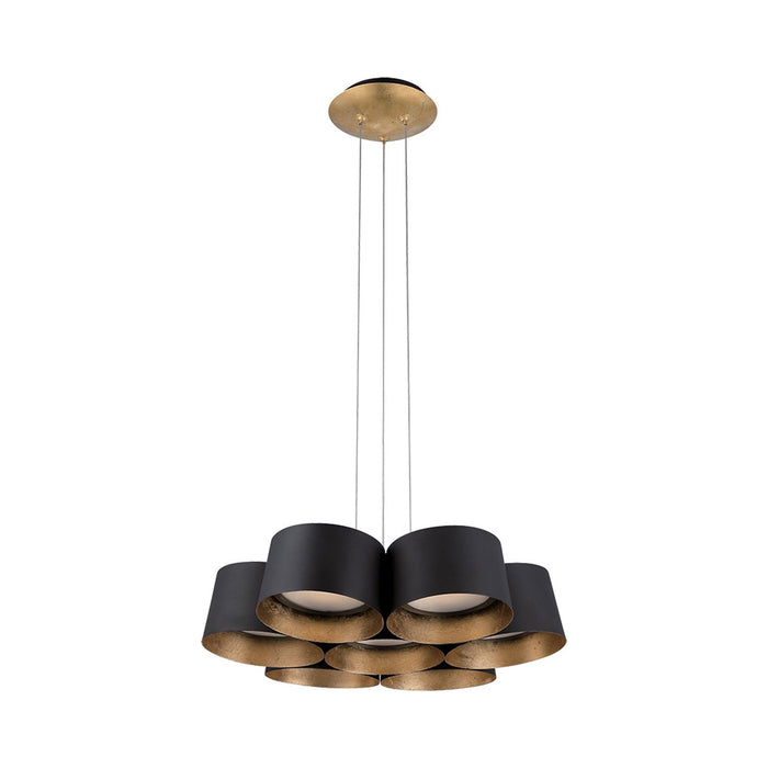 Marimba LED Chandelier in Black and Antique Brass.