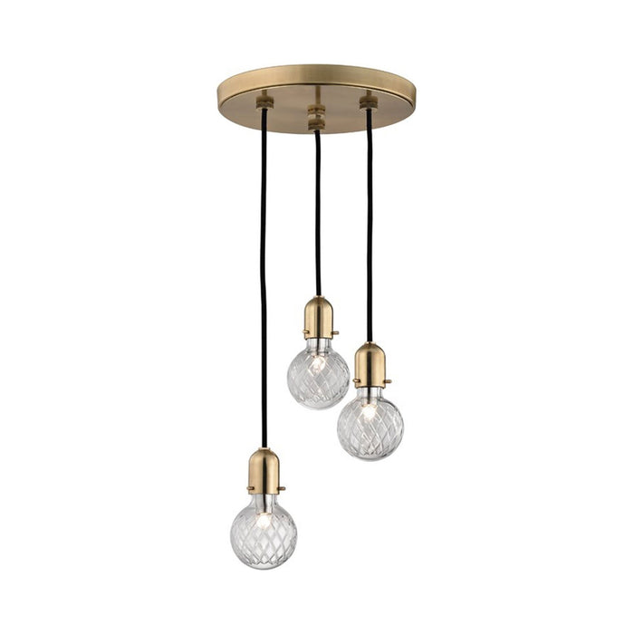 Marlow Multipoint Pendant Light in Aged Brass.